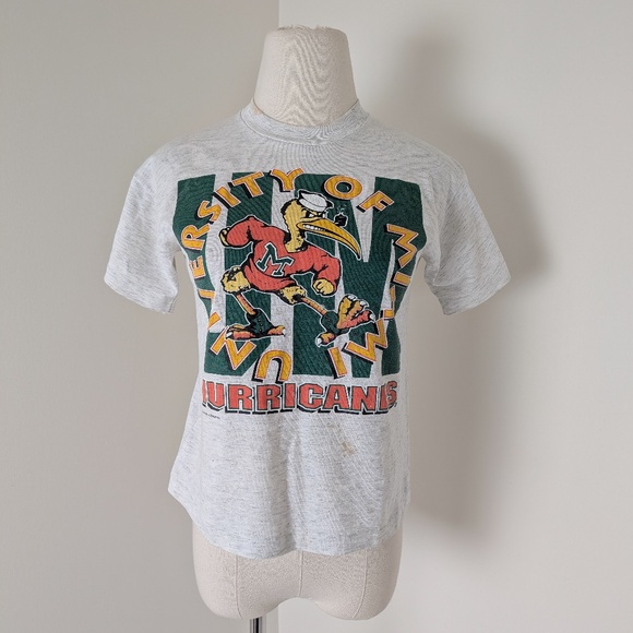 Vintage University of Miami Hurricanes T-shirt Short Sleeve Tee Paper Thin - Picture 1 of 7